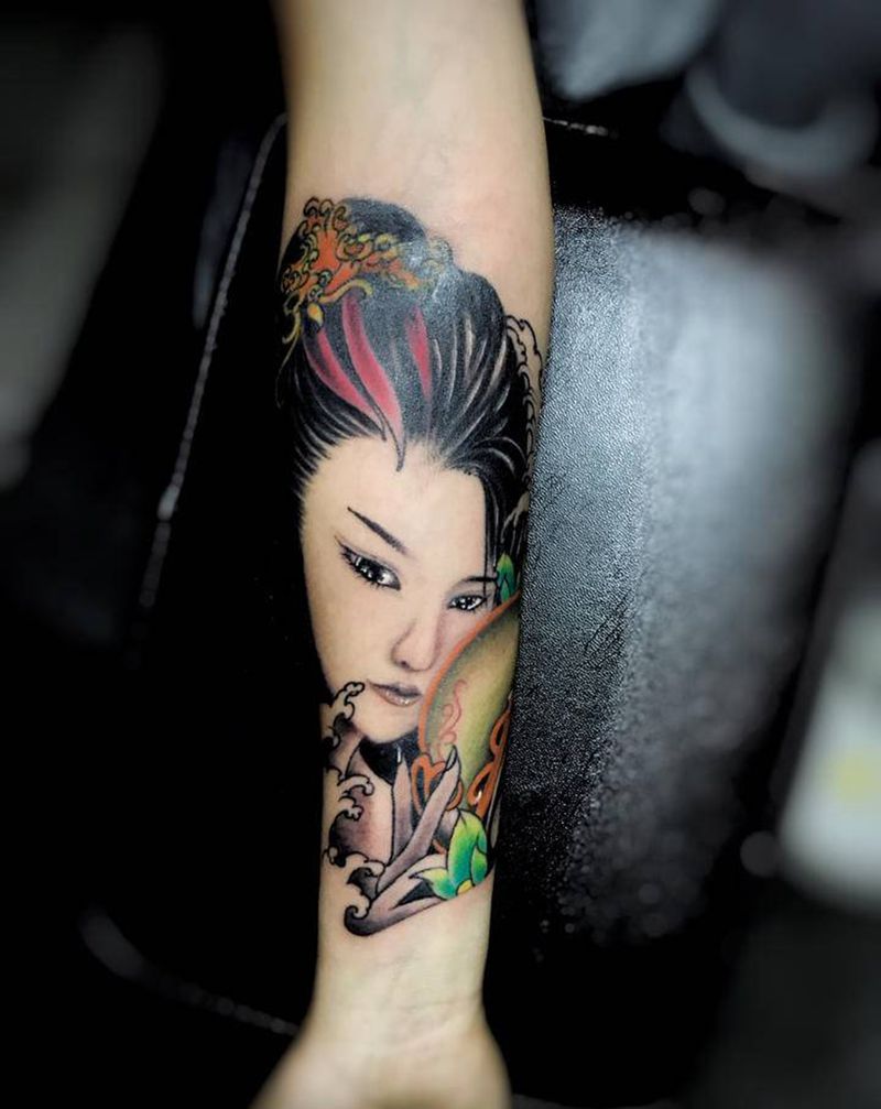 艺妓纹身图片_手部纹身图案