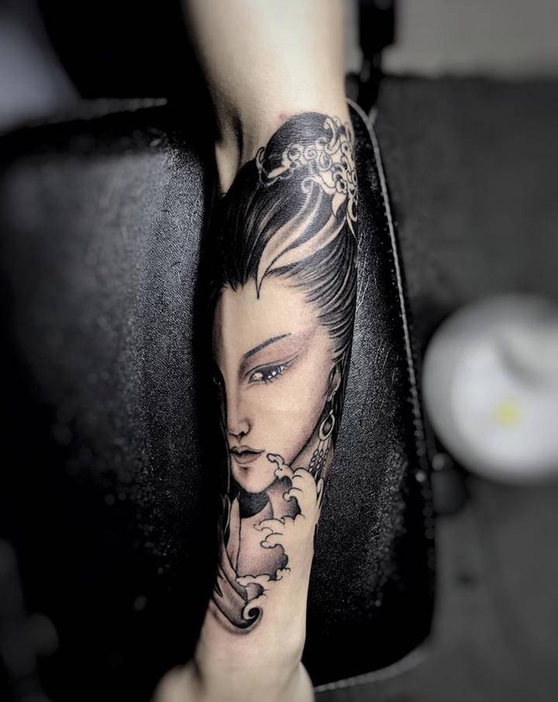 还是特么的艺妓纹身图片_手部纹身图案