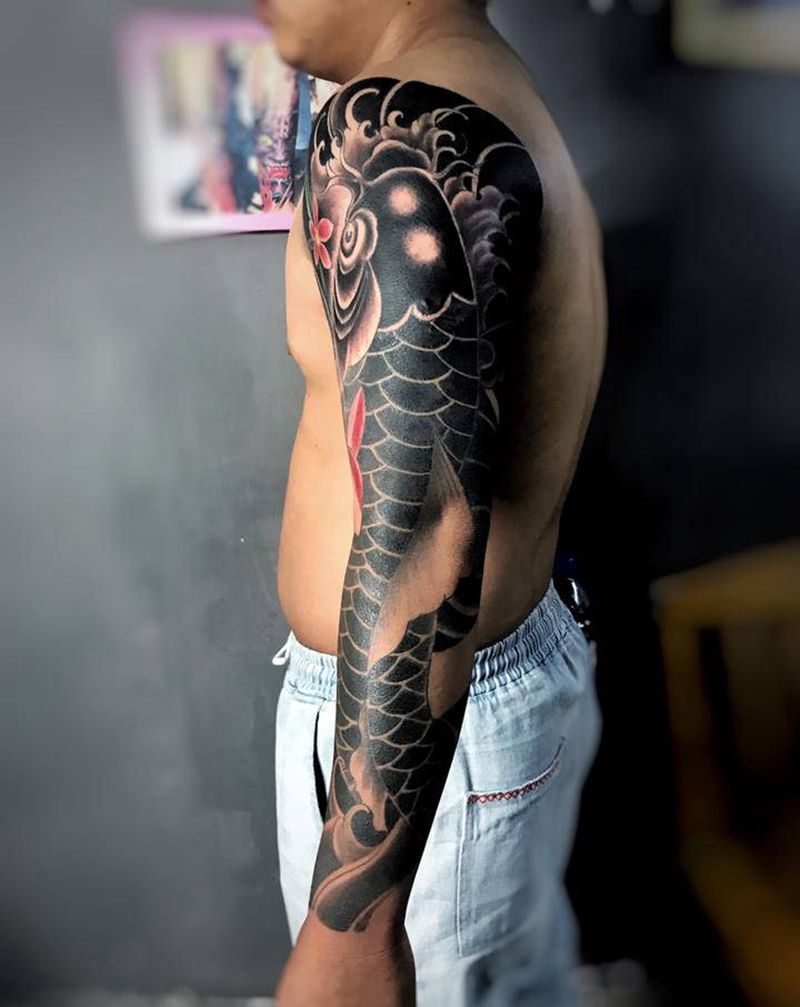 老传统花臂纹身图片_手臂纹身图案