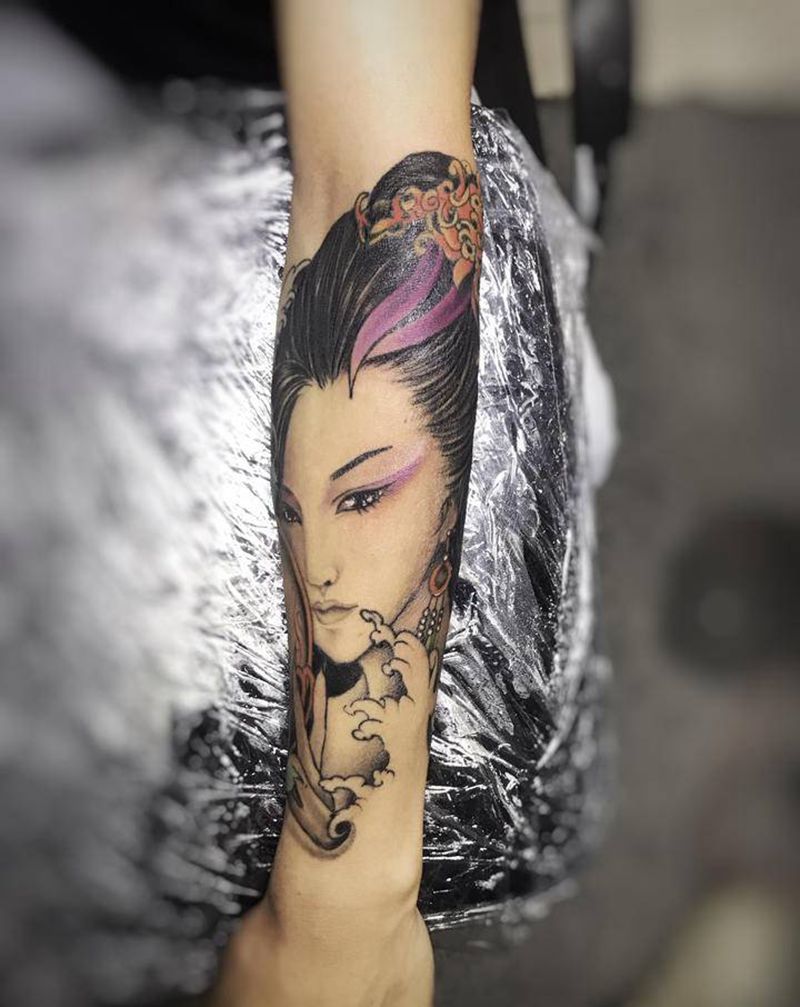 艺妓纹身图片_手臂纹身图案