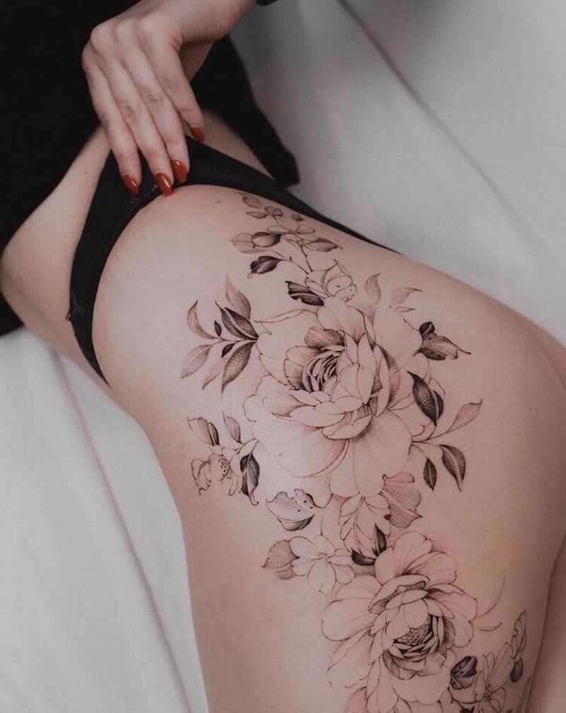 素花纹身图片_新传统纹身图案