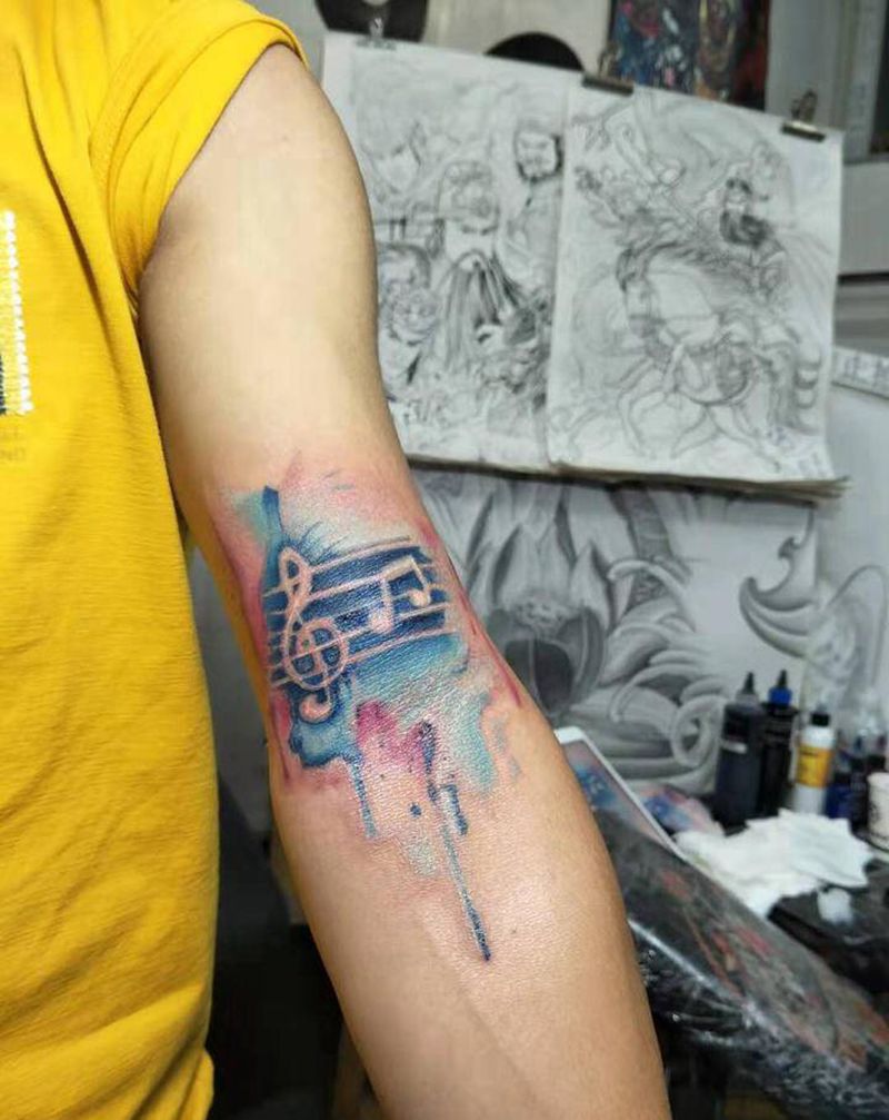 泼墨纹身图片_新传统纹身图案