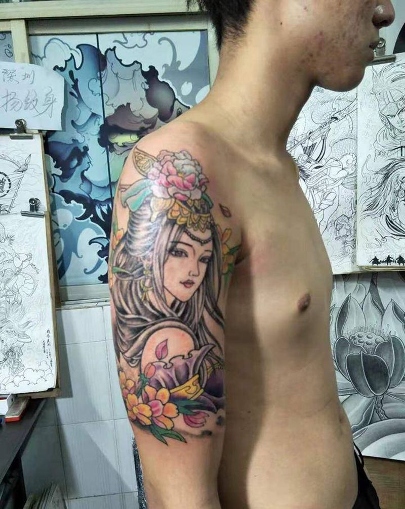 艺妓纹身图片_新传统纹身图案