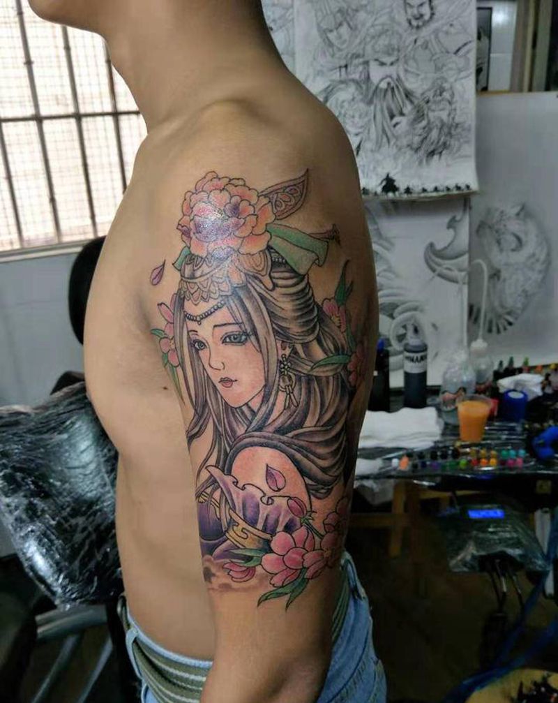 艺妓纹身图片_新传统纹身图案