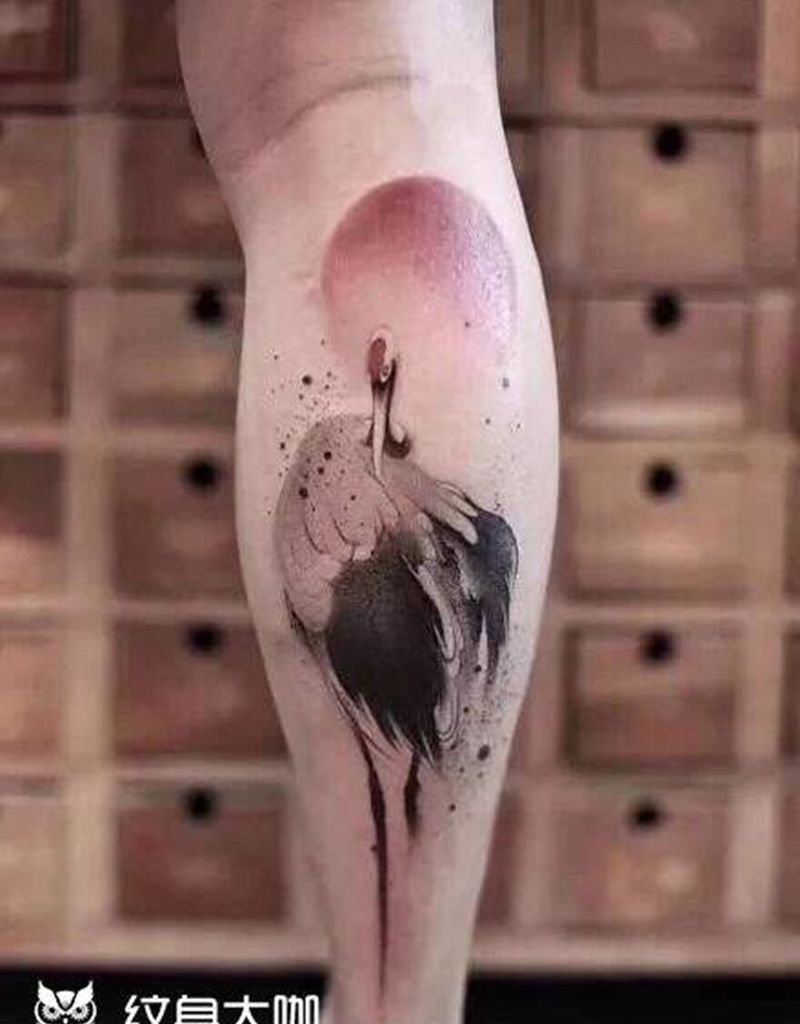 鹤纹身图片_新传统纹身图案