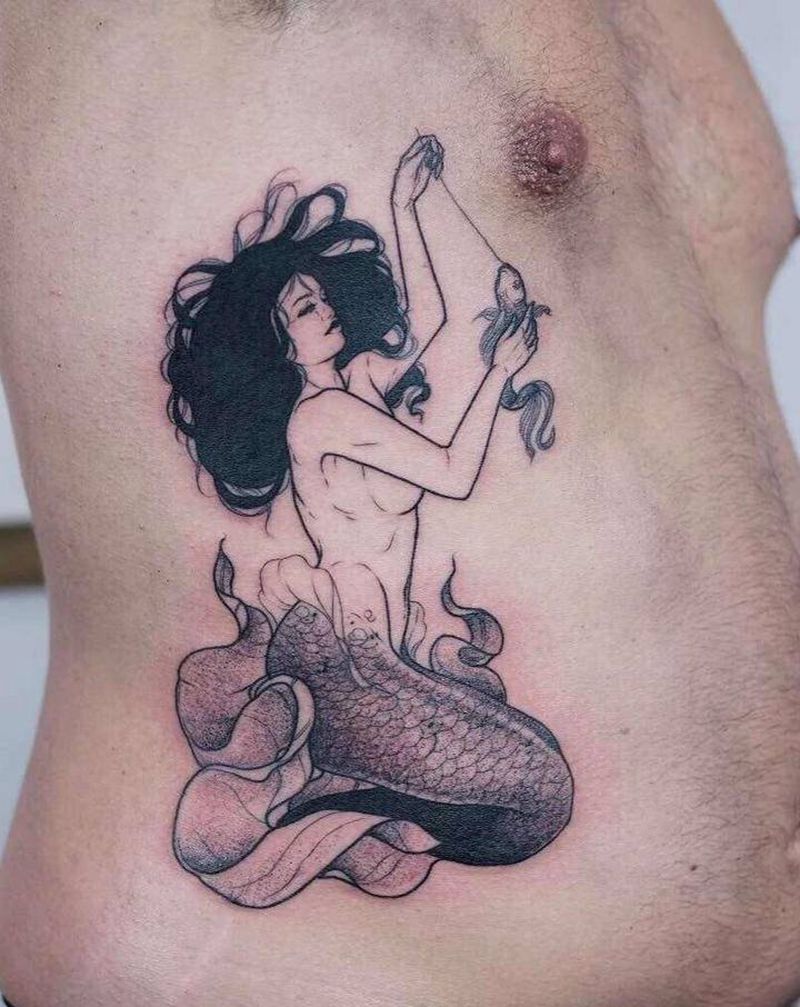 美人鱼纹身图片_新传统纹身图案