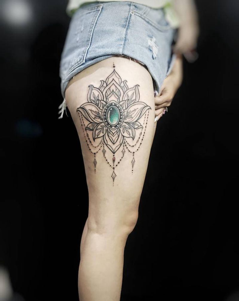 大长腿纹身图片_腿部纹身图案