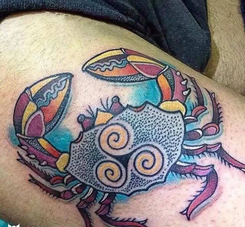 蟹纹身图片_老传统纹身图案