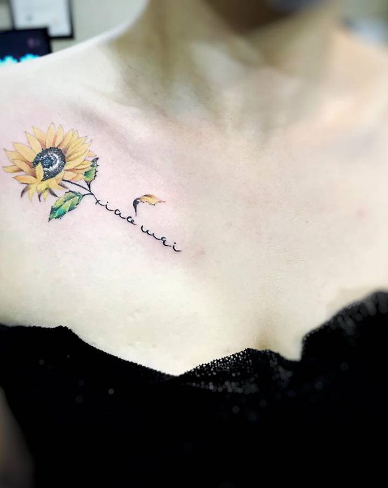 嗑瓜子纹身图片_胸部纹身图案