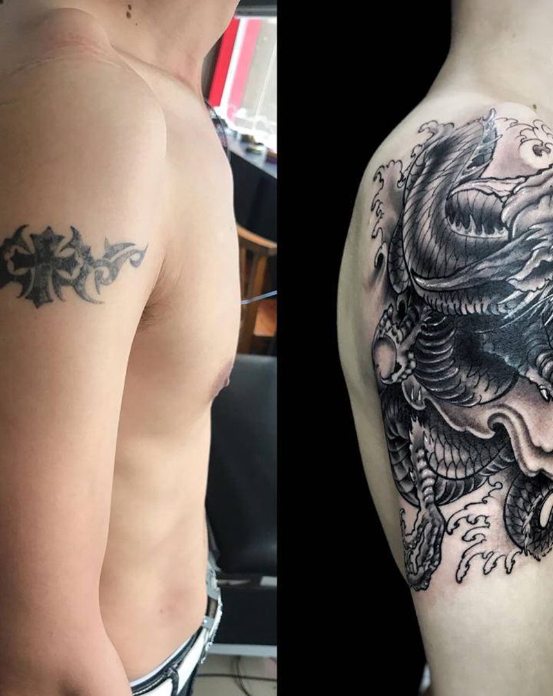 遮了个盖纹身图片_手臂纹身图案