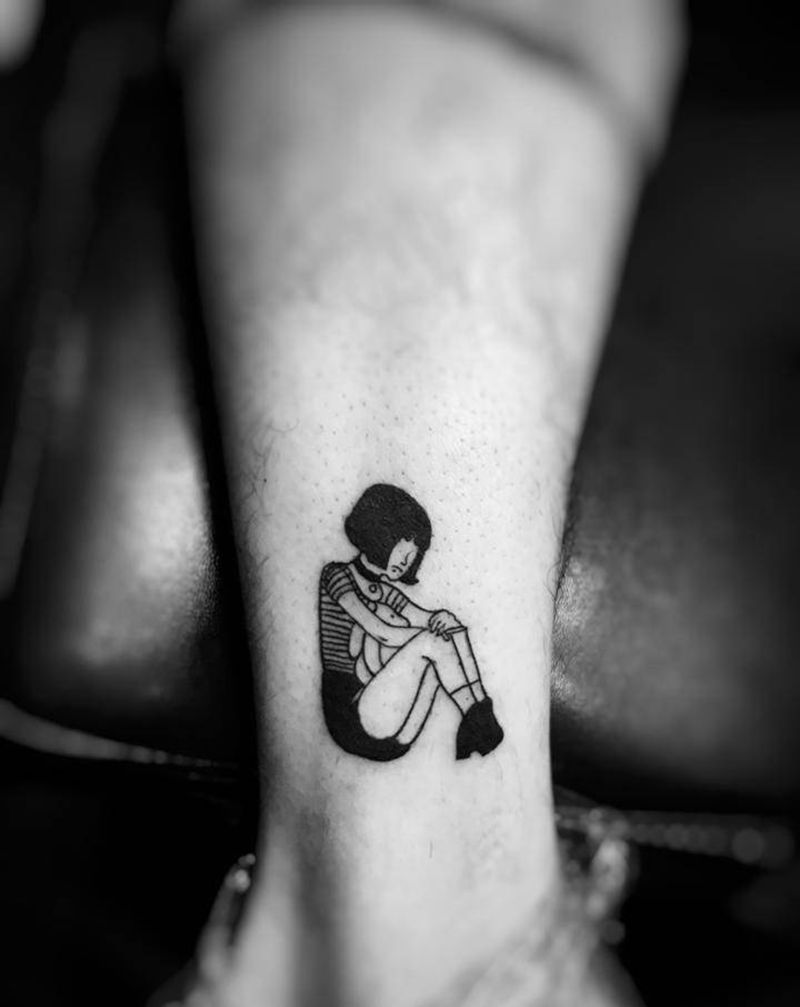 杀手不太冷纹身图片_腿部纹身图案