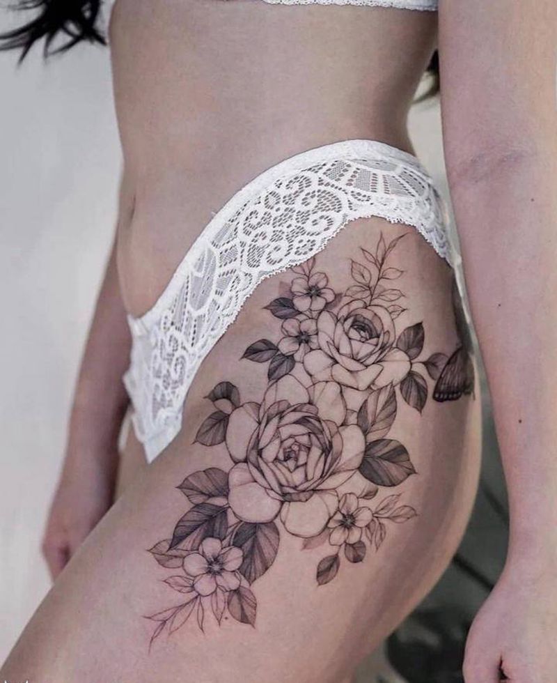 花纹身图片_新传统纹身图案