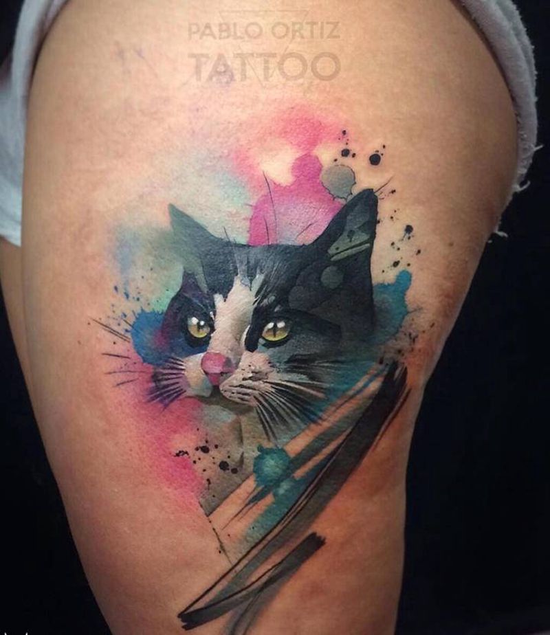 彩色纹身图片_水墨水彩纹身图案