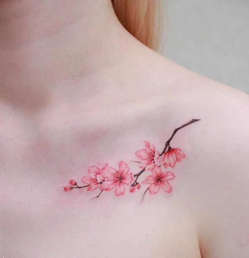 小花纹身图片_新传统纹身图案