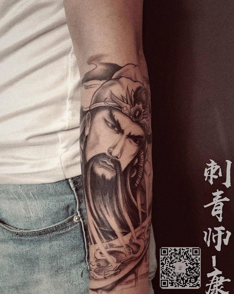 关羽纹身图片_手部手臂纹身图案