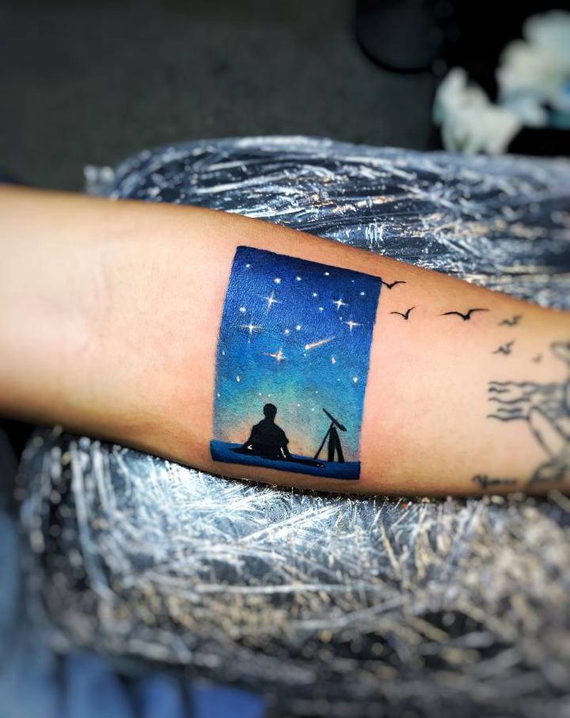 星空纹身图片_手臂纹身图案