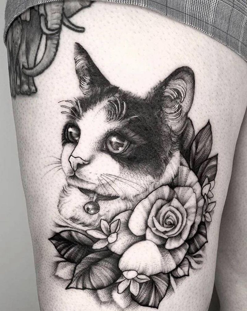 猫纹身图片_新传统纹身图案