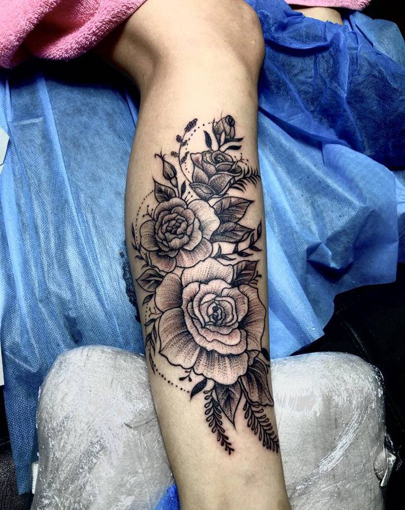 素花纹身图片_新传统纹身图案