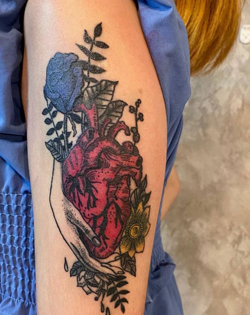 从此多了颗心脏纹身图片_手臂手部Old School纹身图案