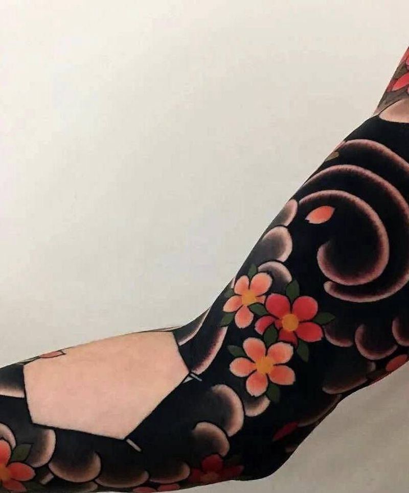 花臂纹身图片_老传统纹身图案