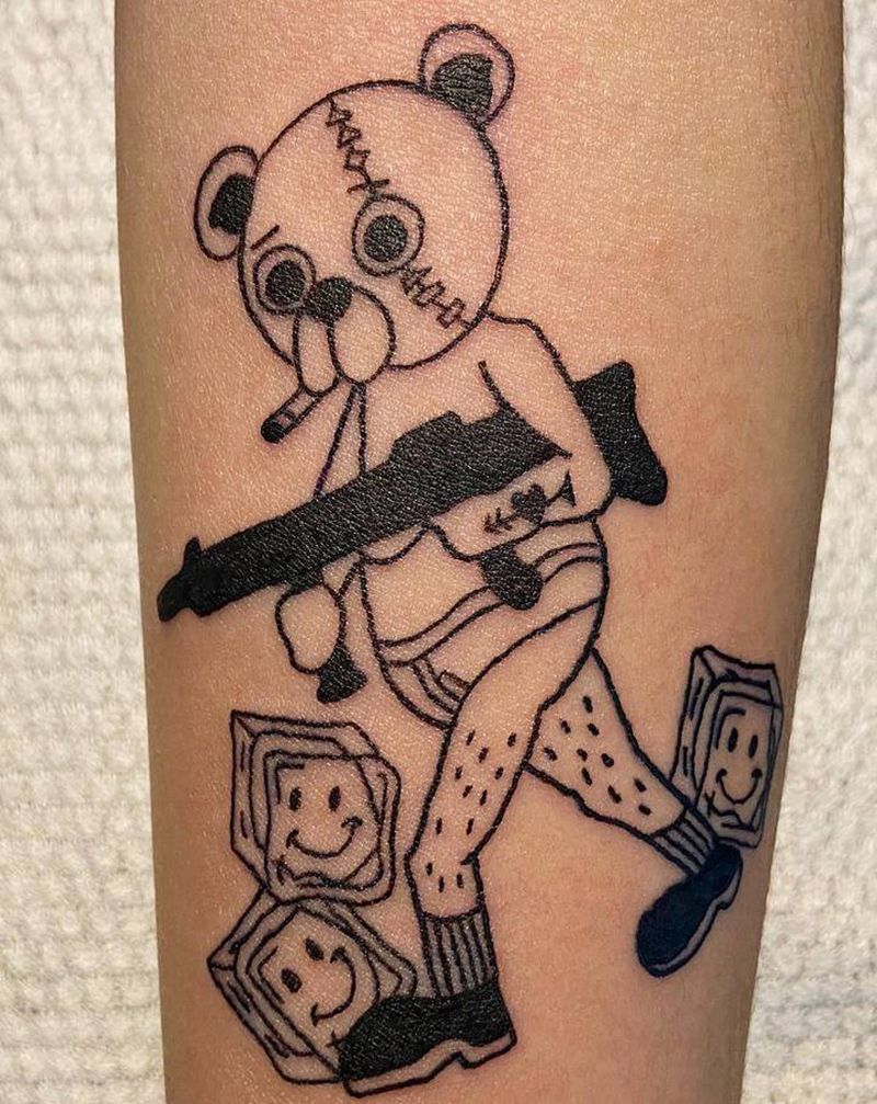 暴走熊纹身图片_手臂Old School纹身图案