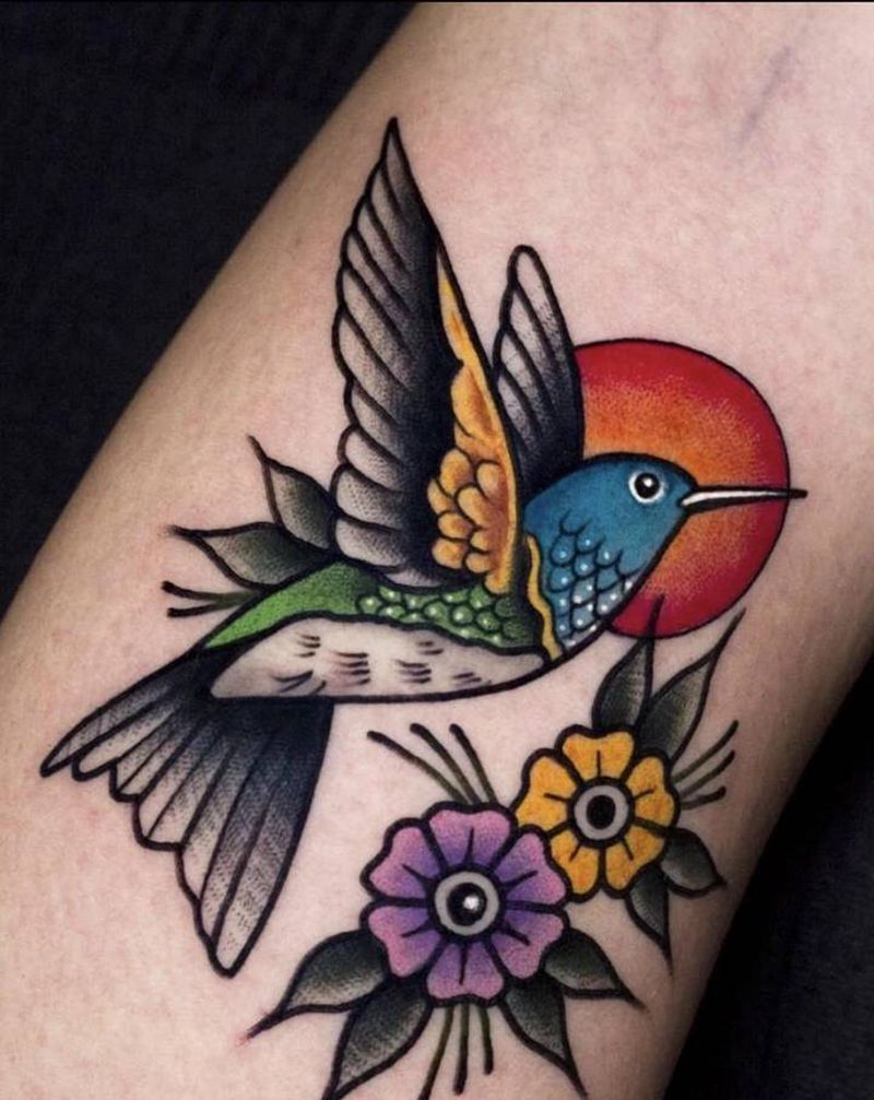 鸟纹身图片_Old School纹身图案