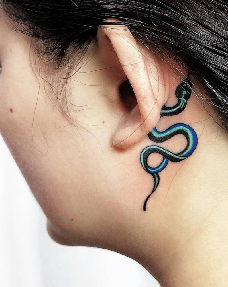 蛇纹身图片_Old School纹身图案