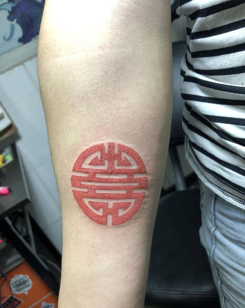 喜字纹身图片_新传统纹身图案