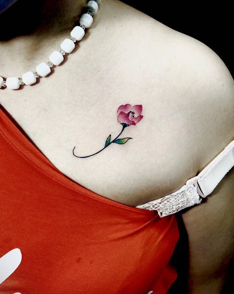 小清新纹身图片_胸部纹身图案