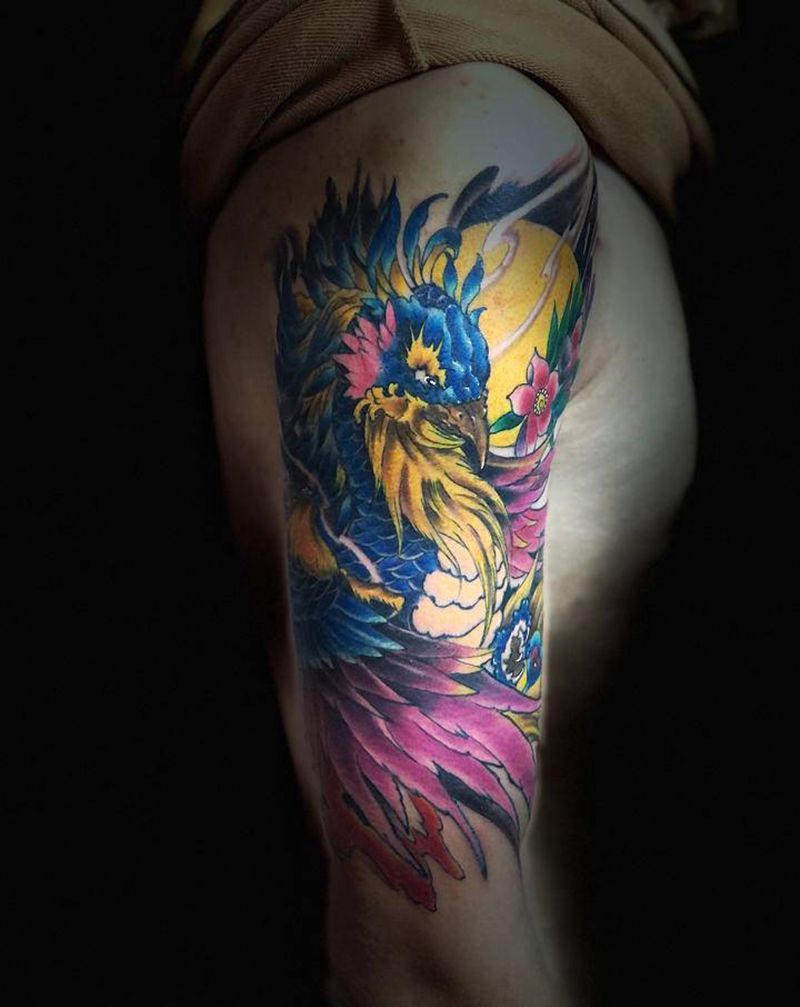 凤凰纹身图片_手臂新传统纹身图案