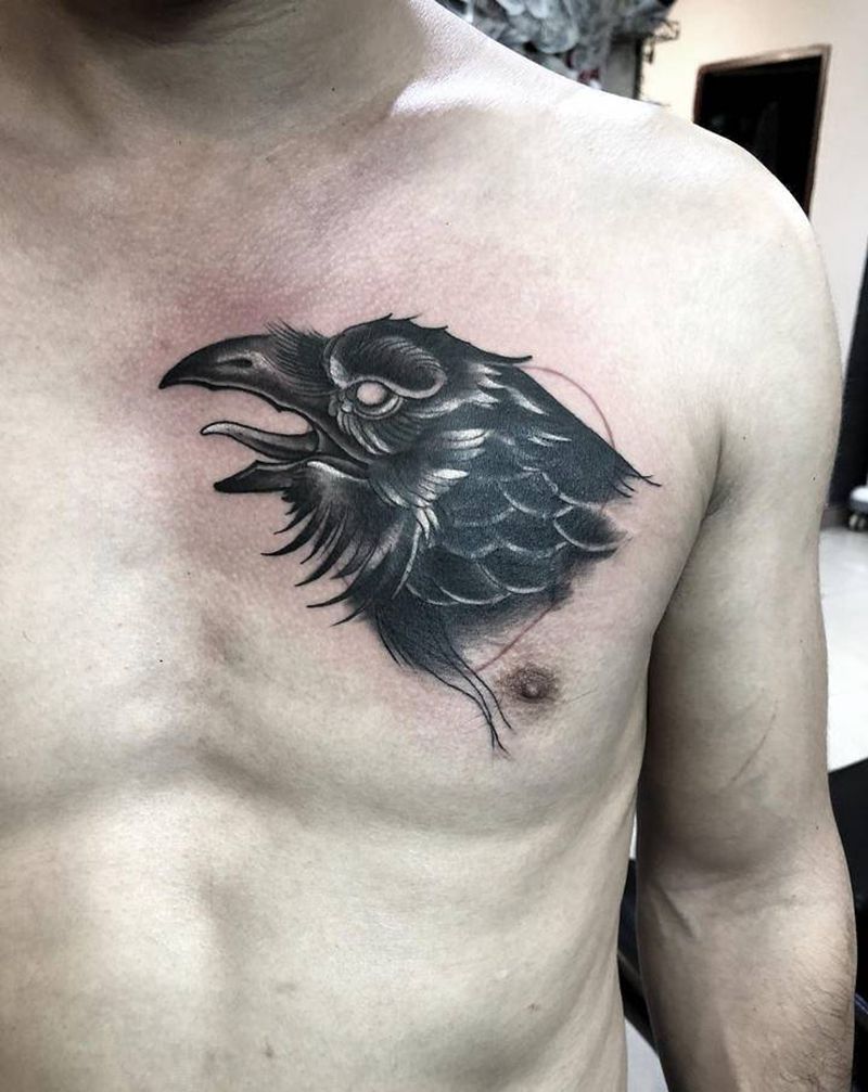 遮盖纹身图片_胸部纹身图案