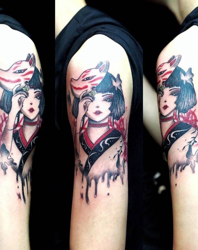 艺妓纹身图片_手臂纹身图案