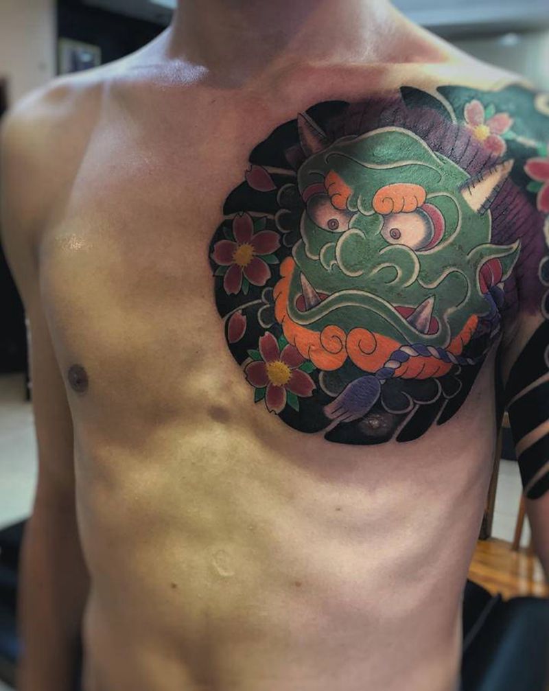 半甲纹身图片_胸部手臂纹身图案