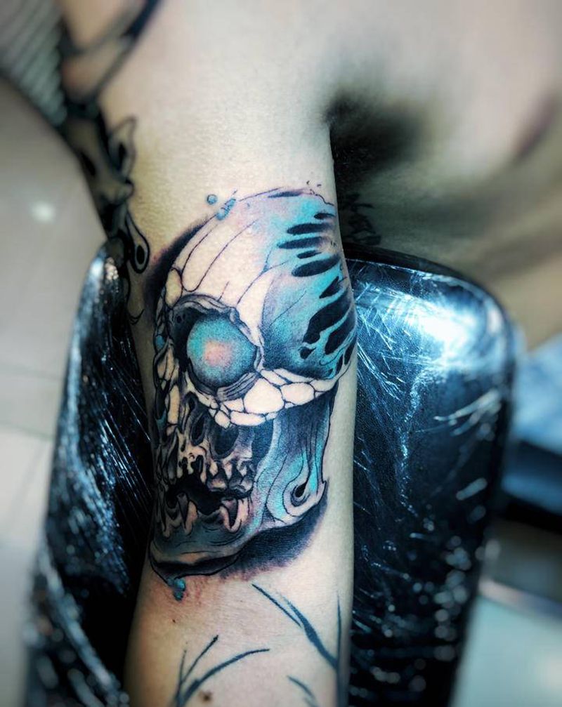骷髅纹身图片_手臂纹身图案