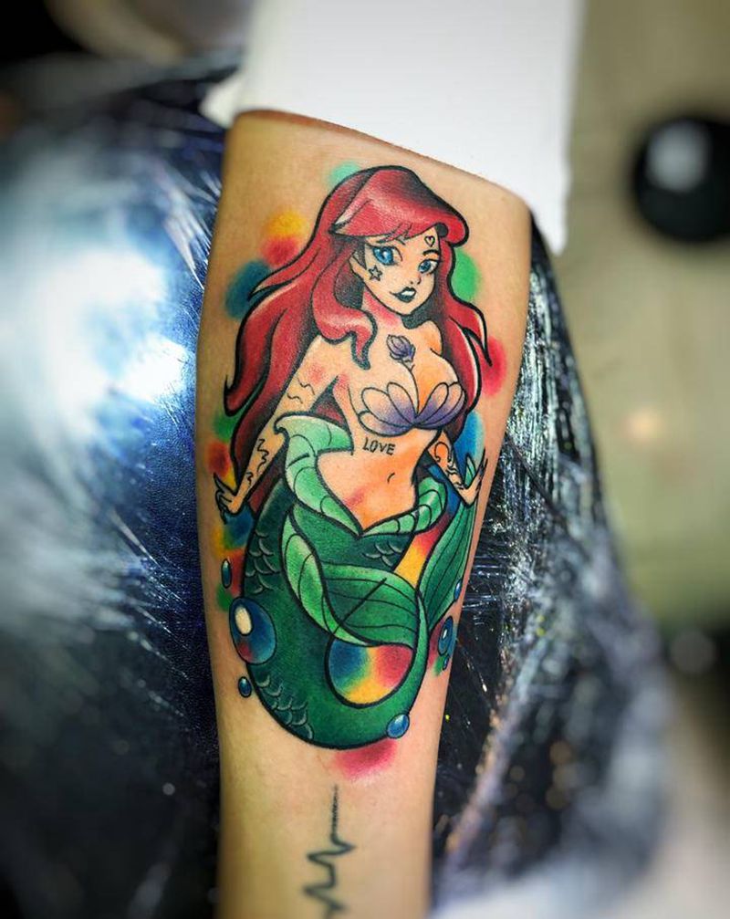 美人鱼纹身图片_手臂纹身图案
