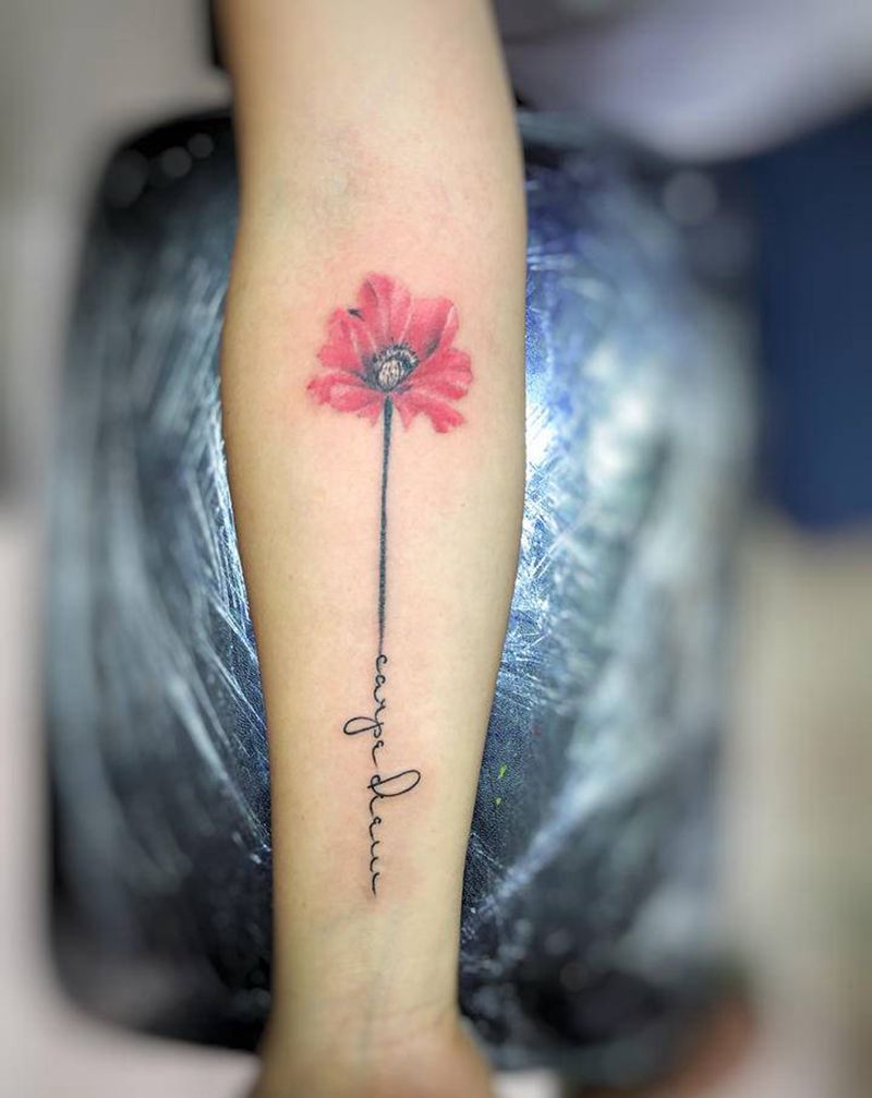 罂粟花纹身图片_手臂纹身图案
