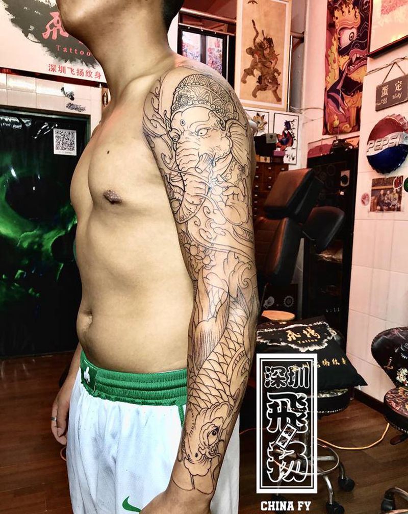 花臂纹身图片_新传统纹身图案