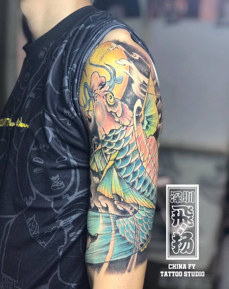 鲤鱼纹身图片_新传统纹身图案