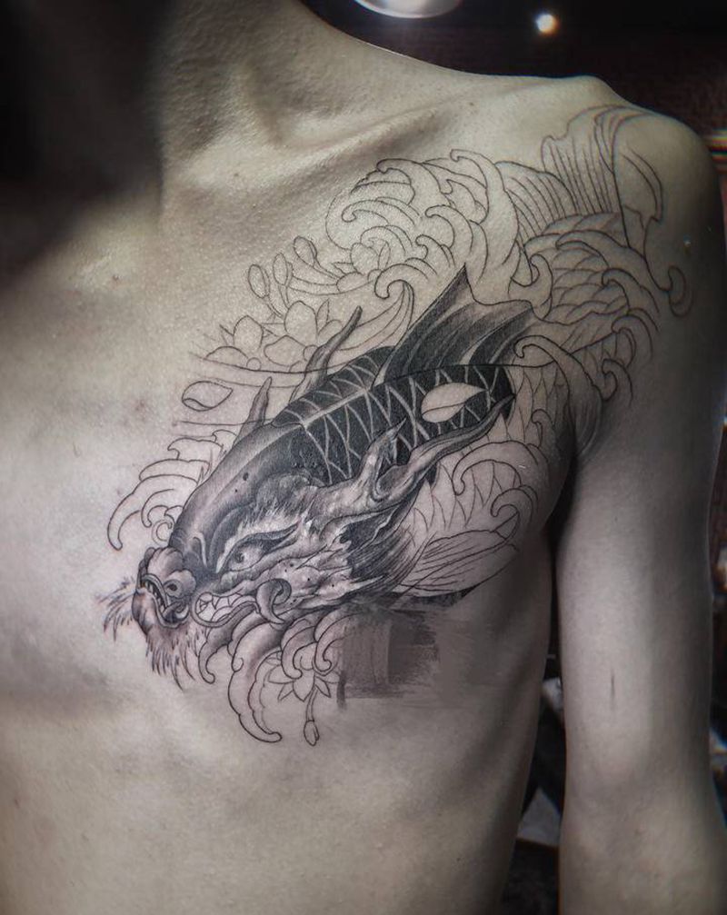 覆盖纹身图片_胸部新传统纹身图案