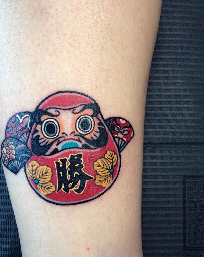 达摩蛋蛋纹身图片_脚部老传统纹身图案