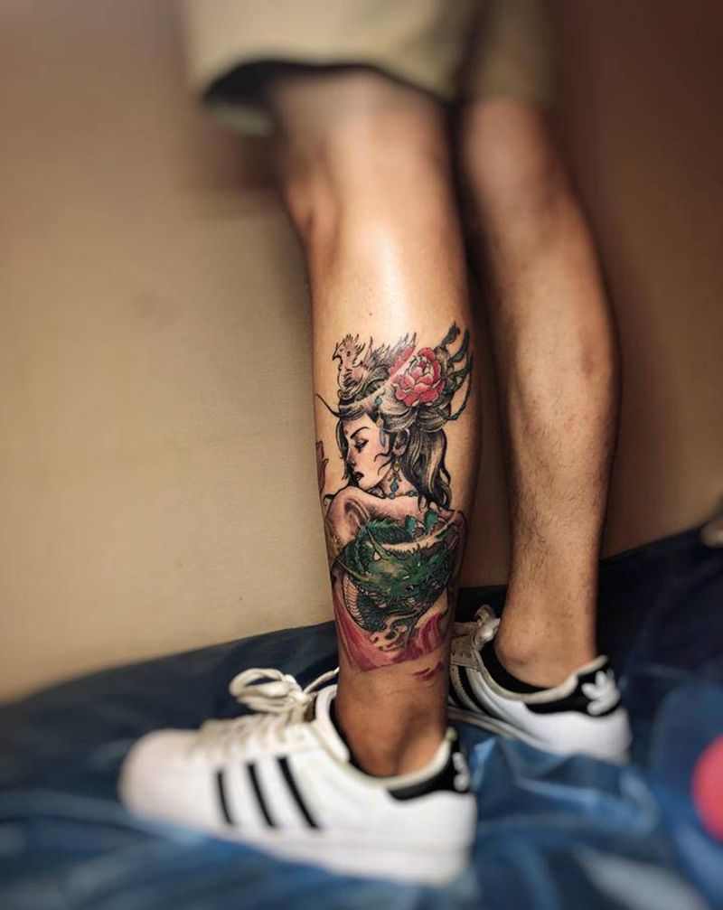 艺妓纹身图片_新传统纹身图案