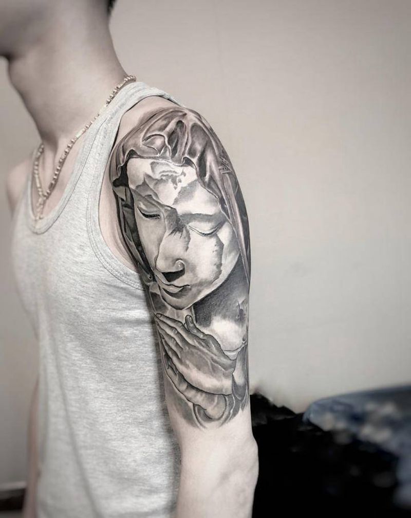 圣母纹身图片_欧美写实纹身图案