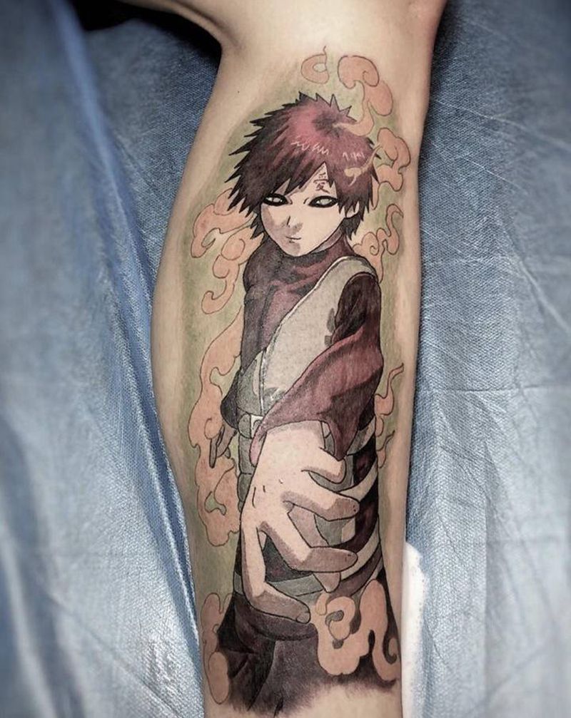 动漫 火影忍者纹身图片_New School我爱罗纹身图案