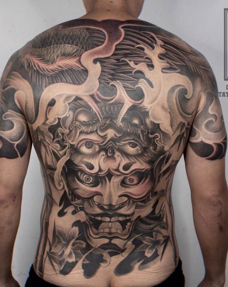 般若 _纹身图片_背部新传统纹身图案