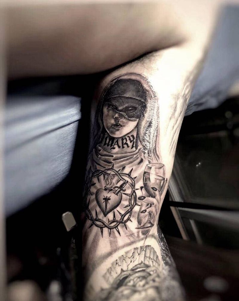 修女纹身图片_手臂欧美写实西海岸暗黑纹身图案