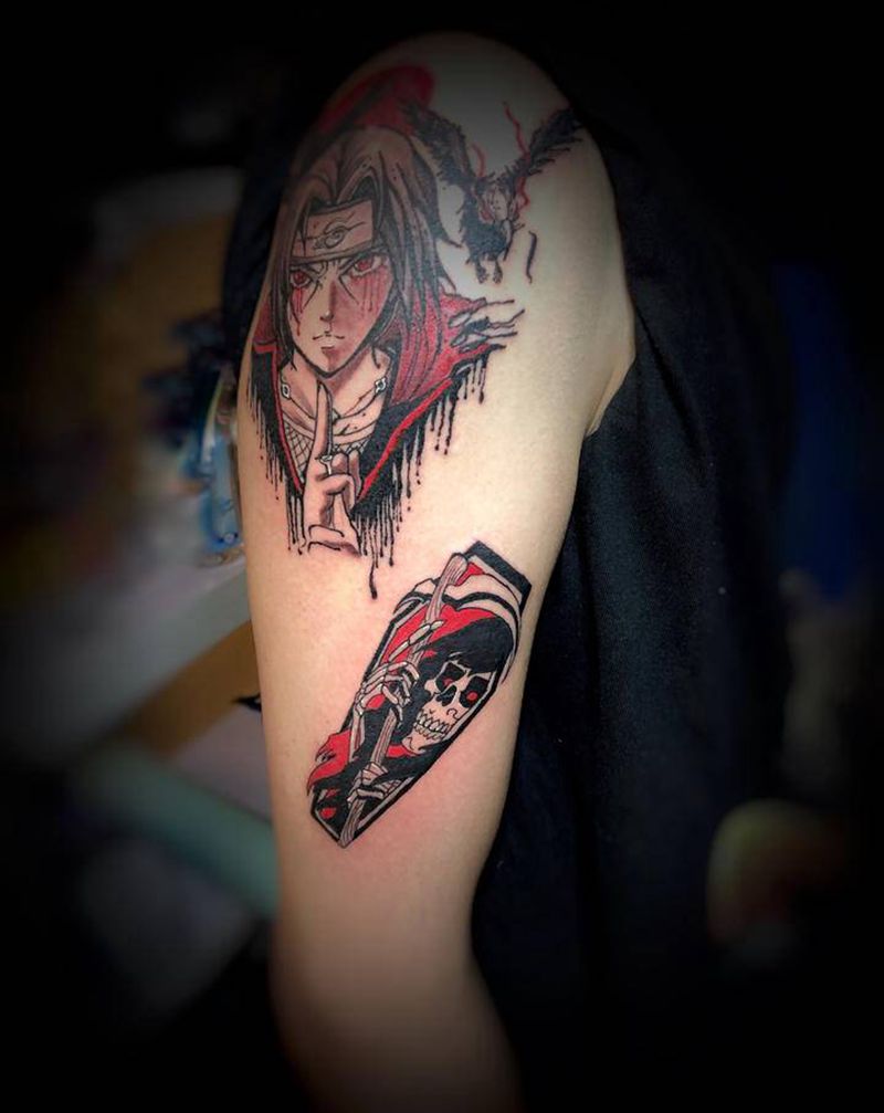 school拼接纹身图片_手臂Old School火影纹身图案