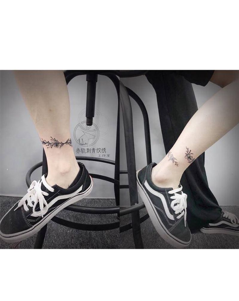 脚环纹身图片_脚部纹身图案