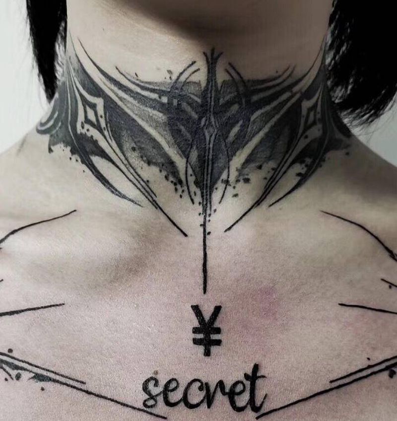 暗黑纹身图片_颈部暗黑纹身图案