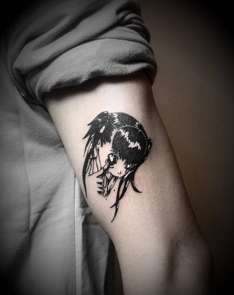 黑白小图纹身图片_肩部手臂Old School图腾纹身图案