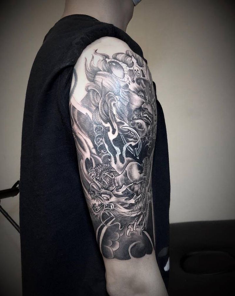 大黑天 遮盖纹身图片_手部手臂新传统老传统纹身图案